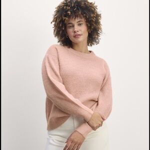 Everlane Alpaca Wool Blend Cocoon Crew Oversized Soft Sweater Blush Pink XS
